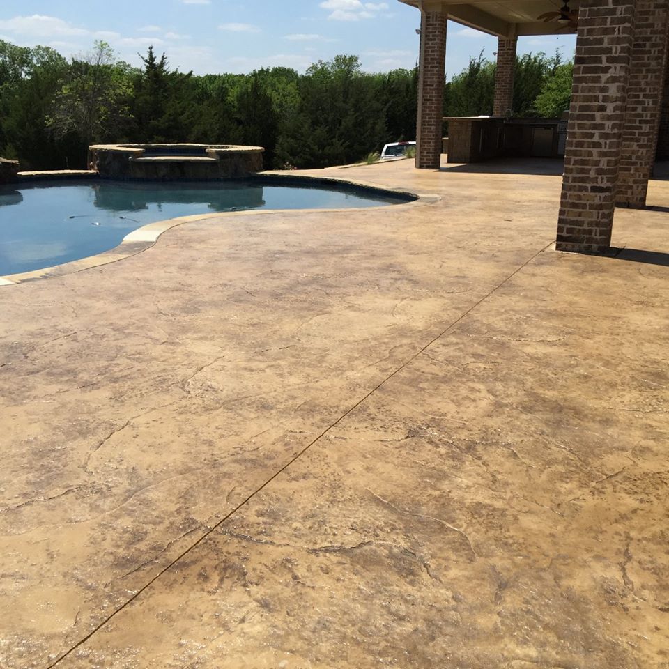 Stamped concrete pool deck