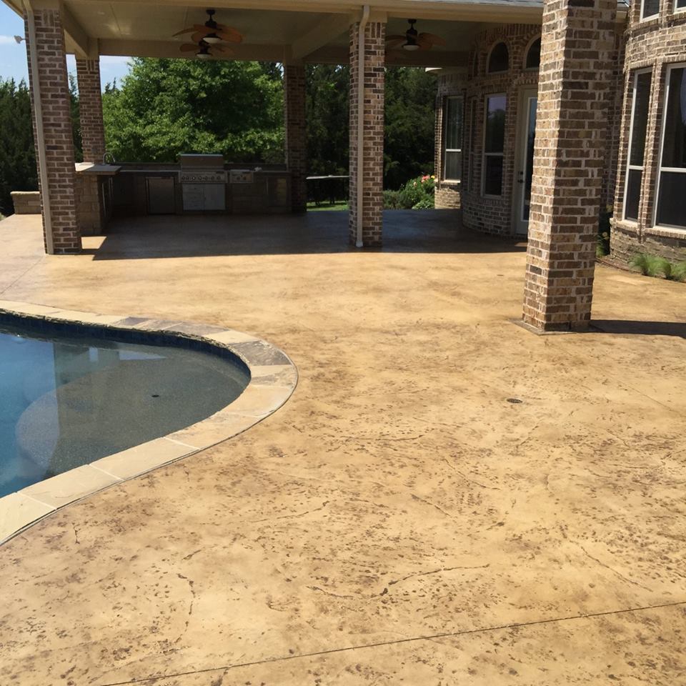 Stamped concrete pool deck