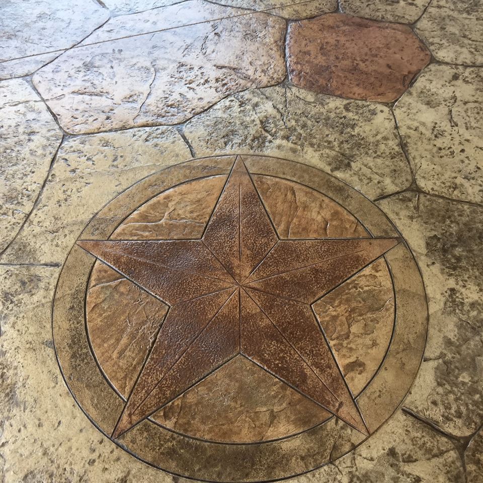 Star design in stamped concrete