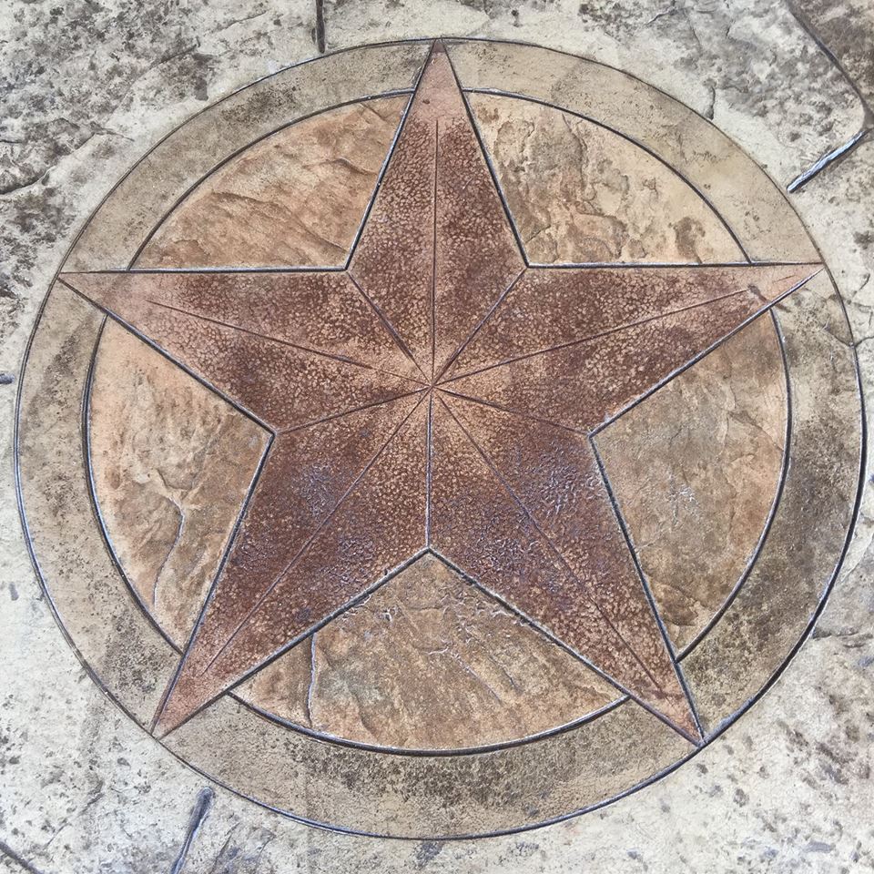 Star design in stamped concrete