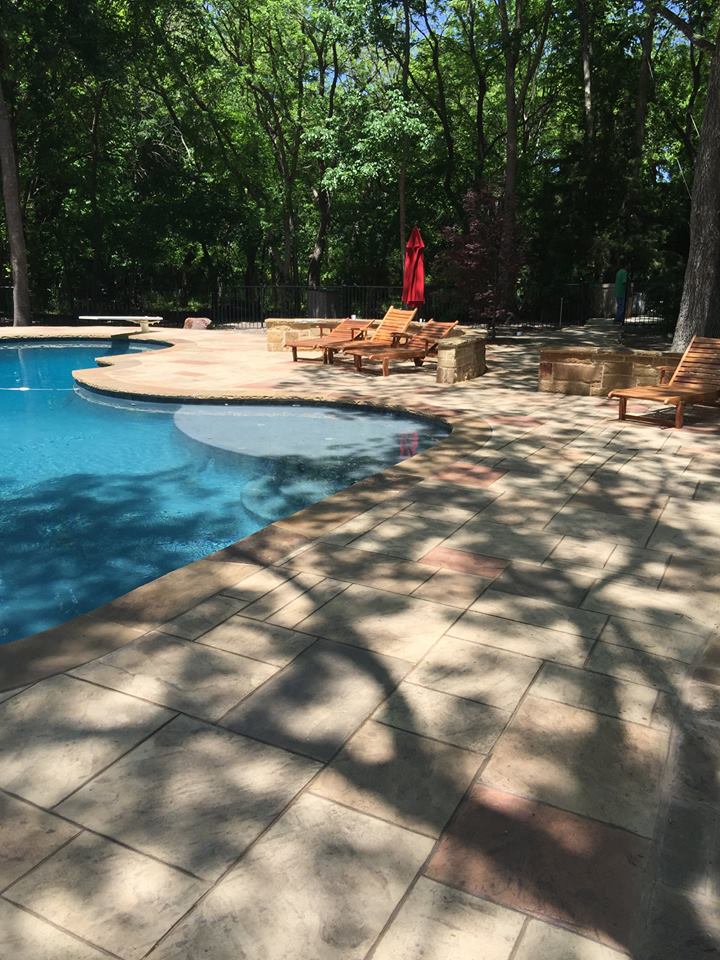 Stamped concrete pool deck