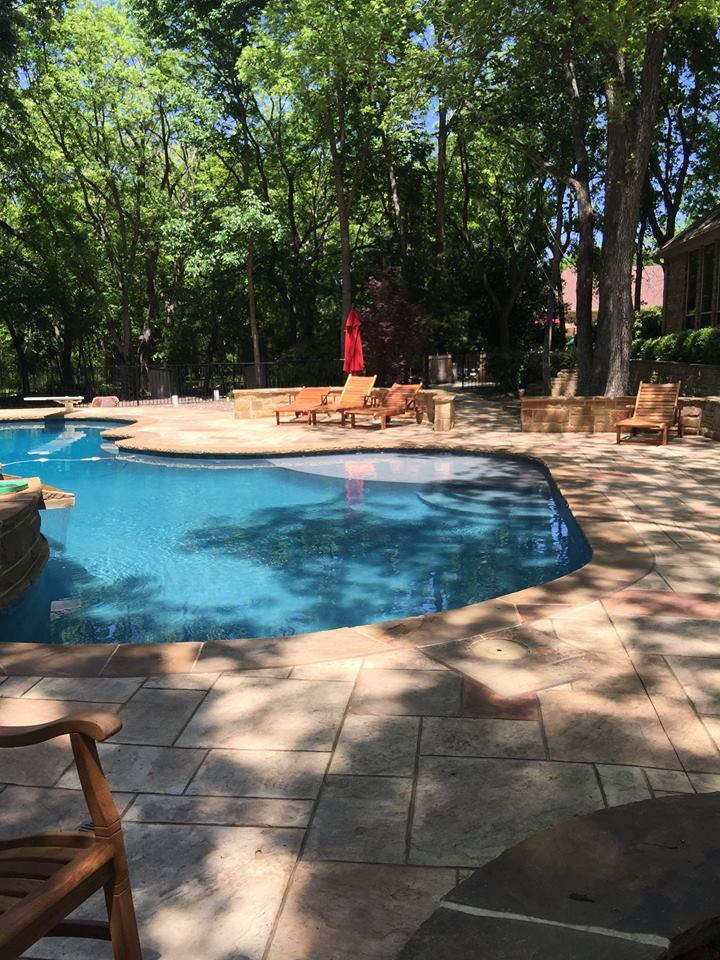 Stamped concrete pool deck